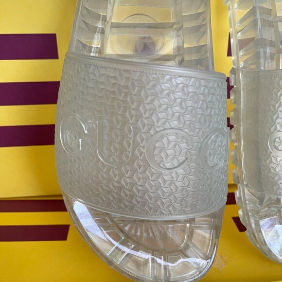 Gucci x Adidas 721229 Logo Transparent Slides Sandals Size UK 7 & 9 - Picture 10 of 16